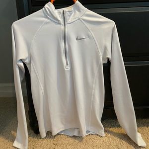 White Nike Running Dri-Fit 1/4 zip